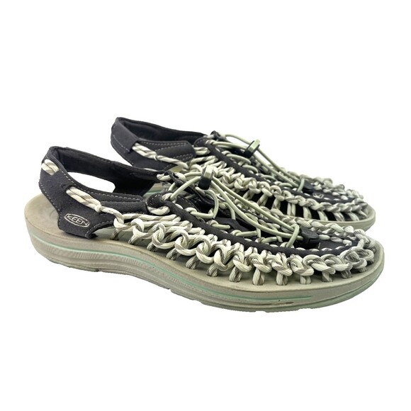 Keen Uneek Sandals Gray Light Green 1014630 Bungee Paracord Active Womens 8 - Picture 1 of 13
